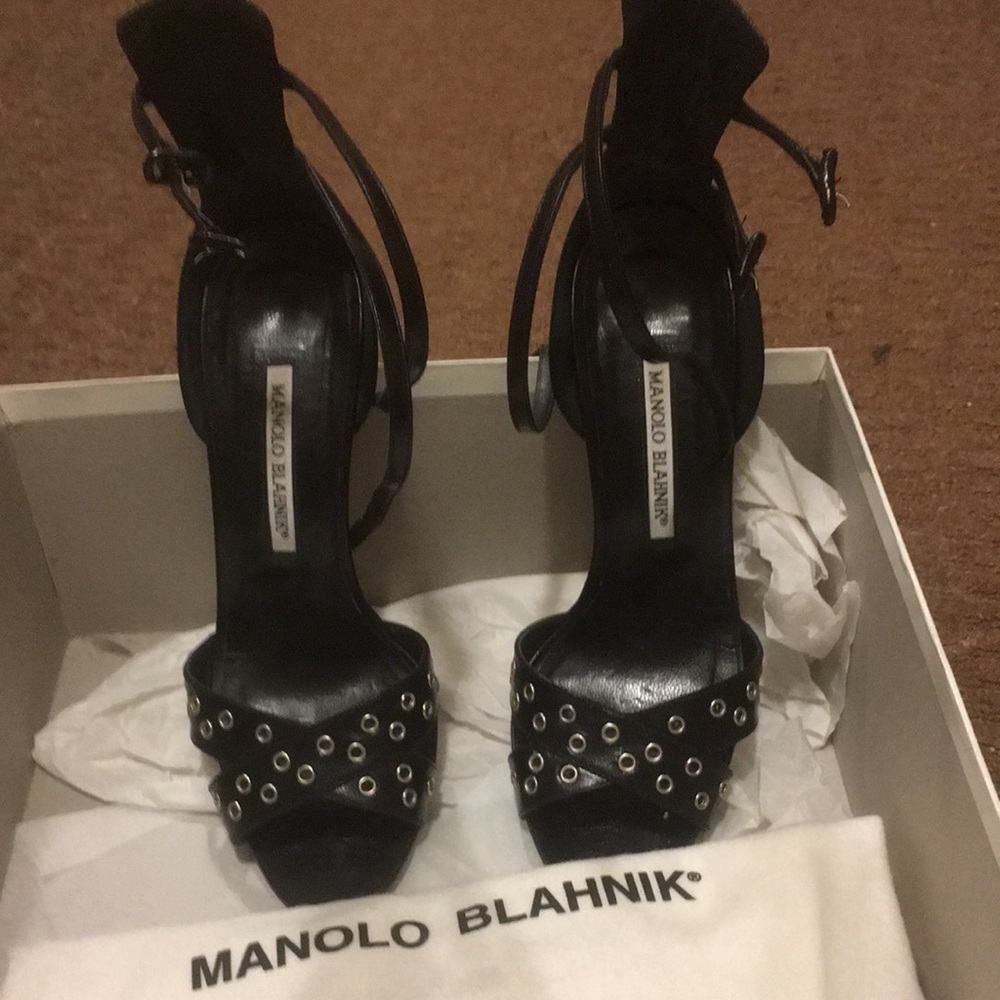 Manolo Blahnik double ankle strap sandals